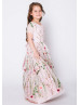 Short Sleeves Floral V Back Flower Girl Dress